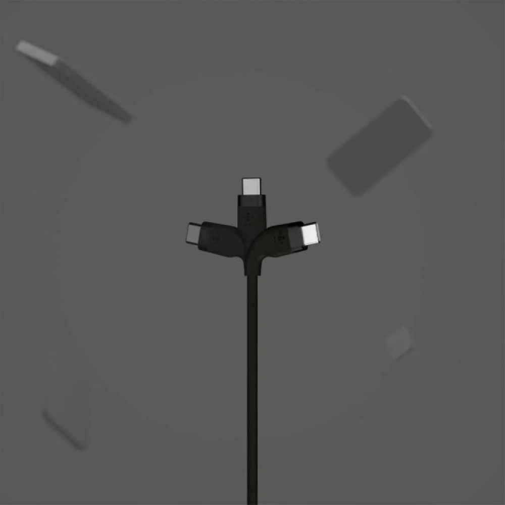 Кабель USB-A > USB-C заряджання/синхронізації Belkin 1м, 15Вт, Type-C, силіконовий з кліпсою, чорний