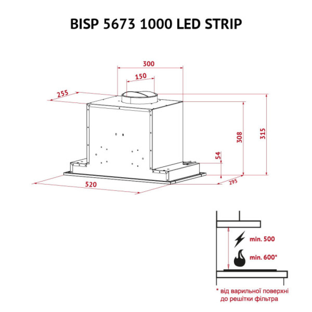 Витяжка кухонна Perfelli BISP 5673 WH 1000 LED Strip