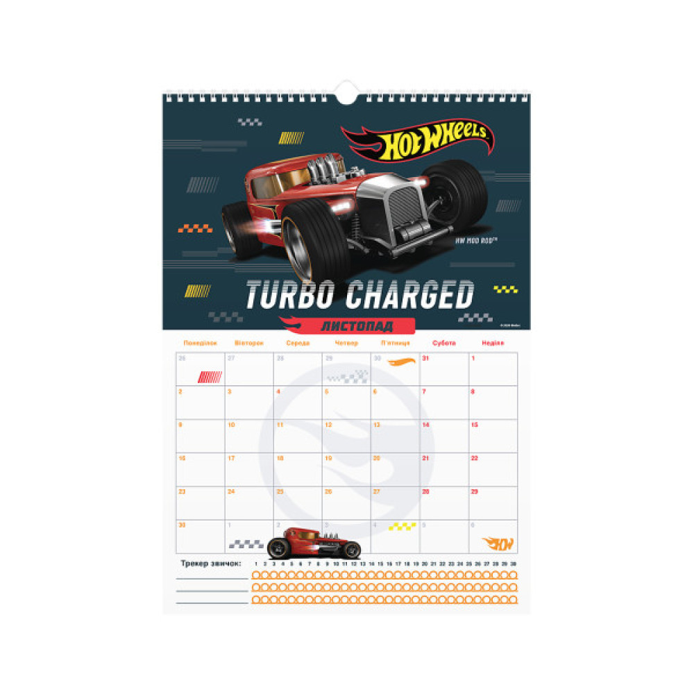 Календар Kite планер настінний Hot Wheels 2026 рік (HW26-440)