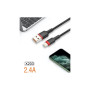 Дата кабель USB 2.0 AM to Lightning 1.0m 2.4A X203 black WUW (6972573336210)