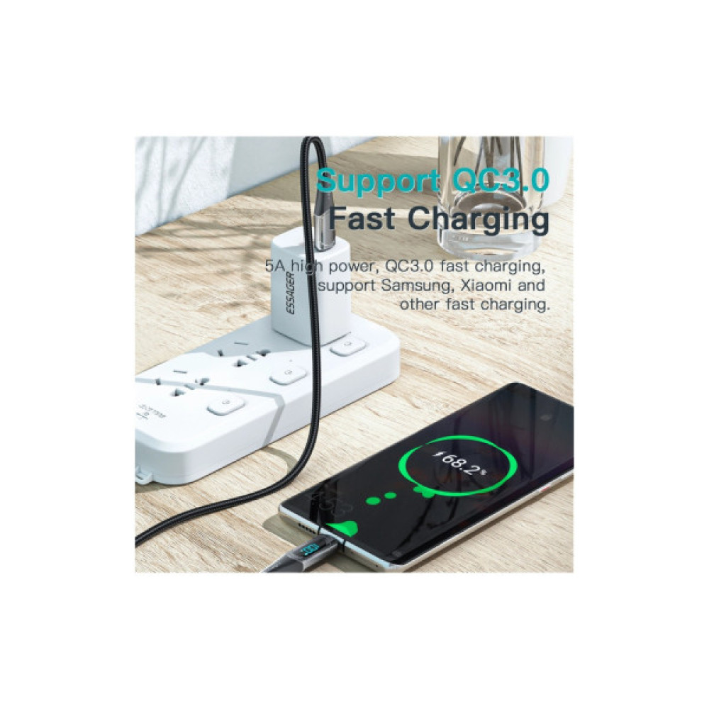 Дата кабель USB-C to USB-C 2.0m 100W Digital Display black Essager (ES-XCTT1-YDA01)