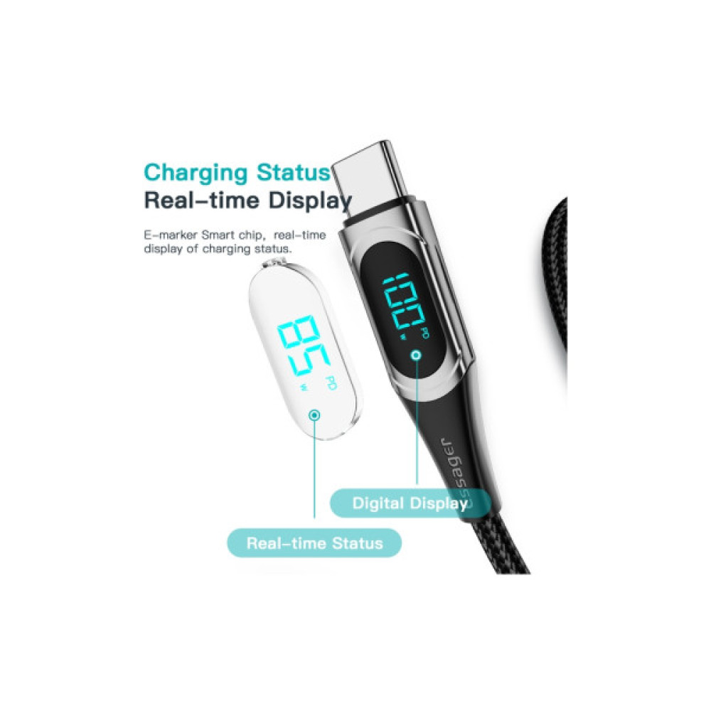 Дата кабель USB-C to USB-C 2.0m 100W Digital Display black Essager (ES-XCTT1-YDA01)