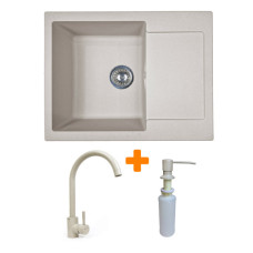 Набір кухонний Adamant Minimal, штучний камінь, прямокут., з крилом, 615х495х200мм, чаша - 1, врізна, Avena + змішувач та дозатор Набір кухонний Adamant Minimal, штучний камінь, прямокут., з крилом, 615х495х200мм, чаша - 1, врізна, Avena + змішувач та дозатор