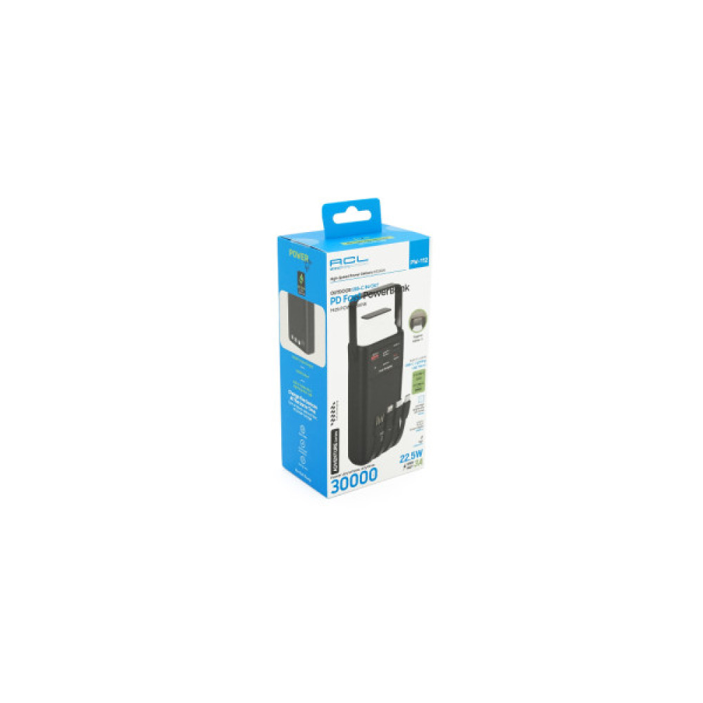 Батарея універсальна ACL 30000mAh, 22.5W, USB/Micro/Type-C/Lighting, Flashlight (PW-112)