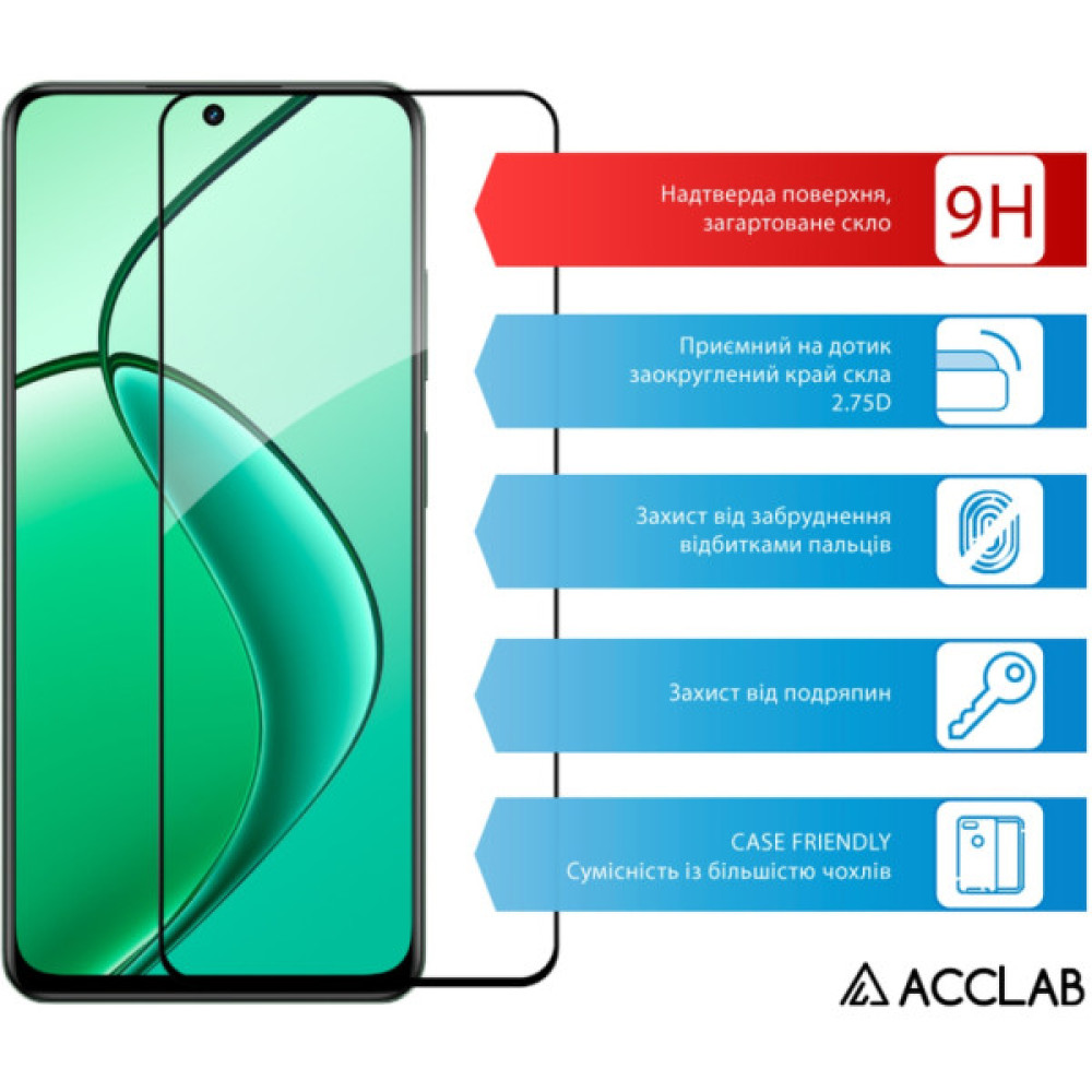 Скло захисне ACCLAB Full Glue Realme 12+ Black (1283126592454)