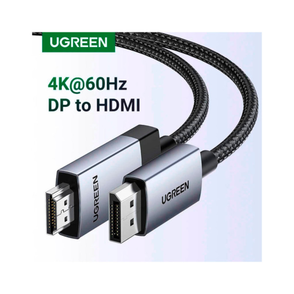 Кабель мультимедійний DisplayPort M to HDMI M 2.0m V2.0 4K60Hz DP119 black UGREEN (15774)