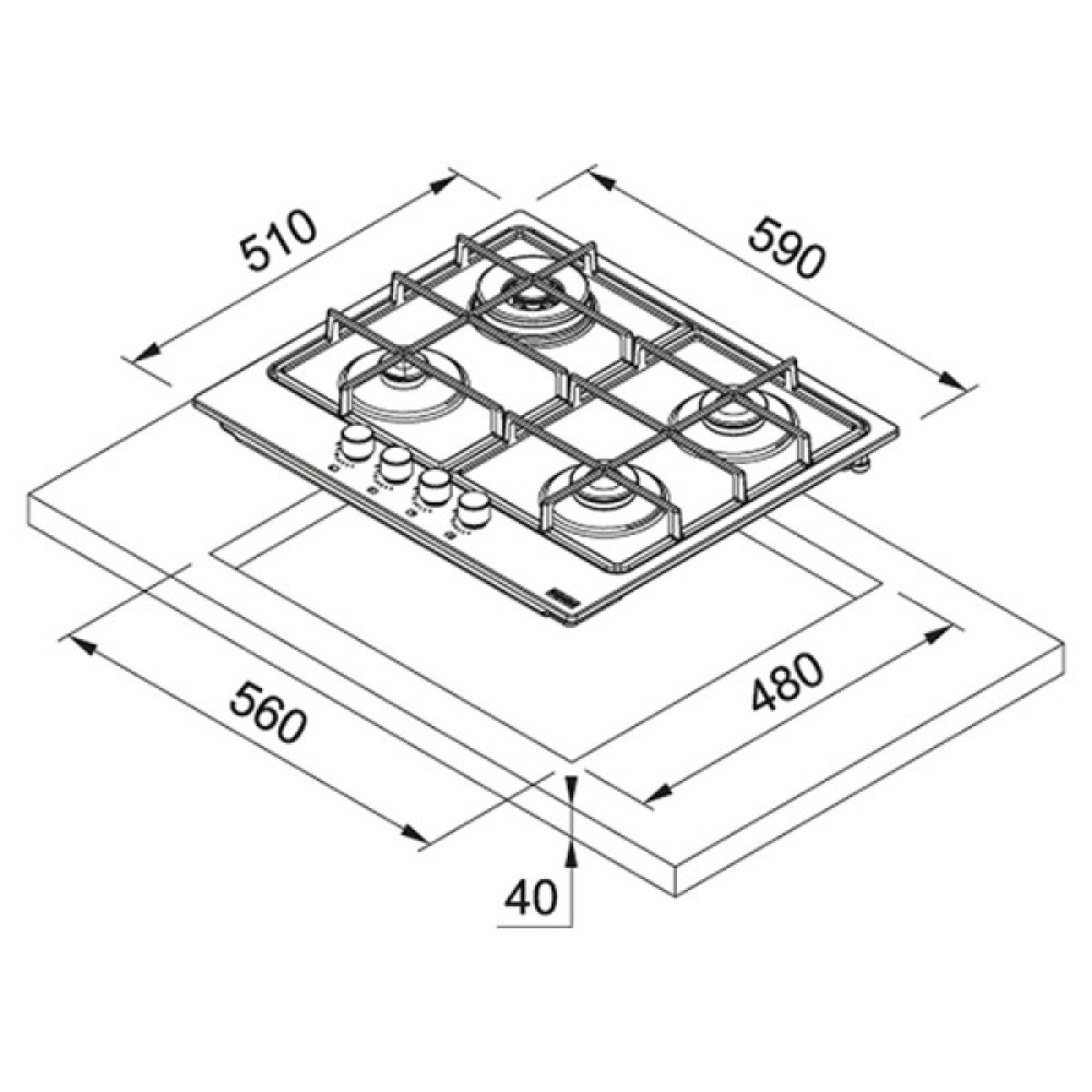Варильна поверхня Franke газова, 60см, чавун, нерж