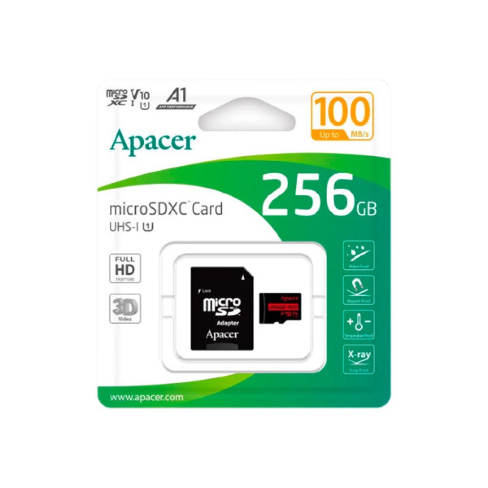 Карта пам'яті Apacer 256GB microSDXC class 10 UHS-I V10 A1 (AP256GMCSX10UB-R)