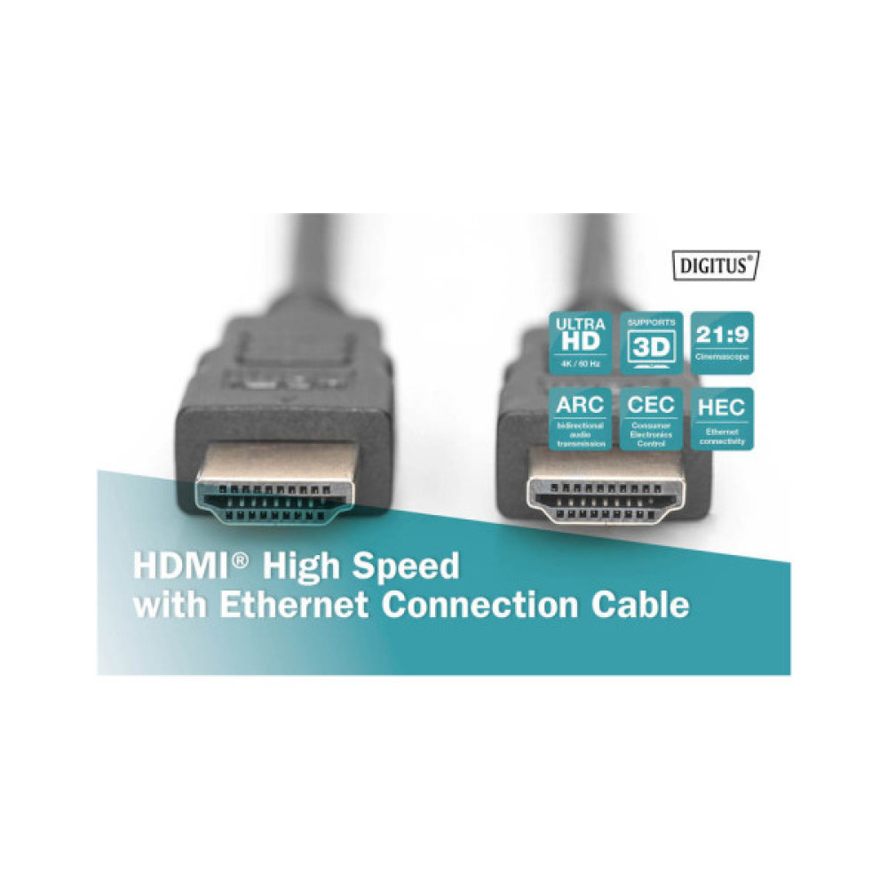 Кабель мультимедійний HDMI M to HDMI M 1.0m 4K Digitus (AK-330107-010-S)