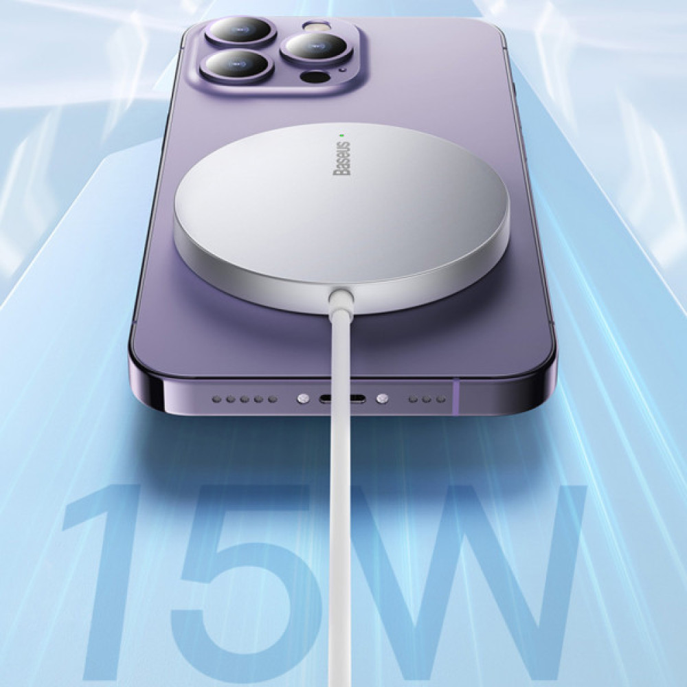 Зарядний пристрій Baseus Simple Mini3 Magnetic Wireless Charger 15W Silver (CCJJ040012)