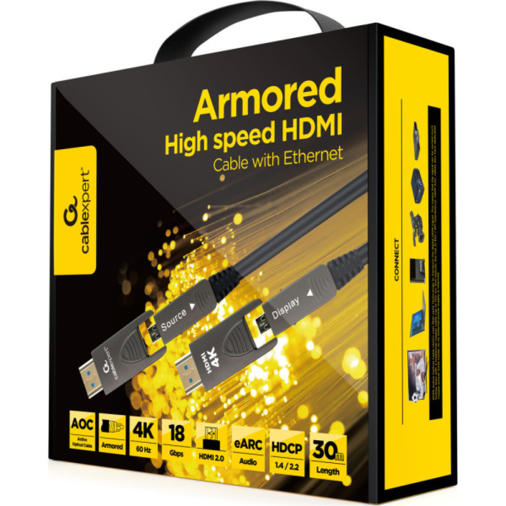 Кабель мультимедійний HDMI M to HDMI M 10.0m V2.0 4K60Hz A/D to A/D AOC Cablexpert (CCAP-HDMIDD-AOC-10M)