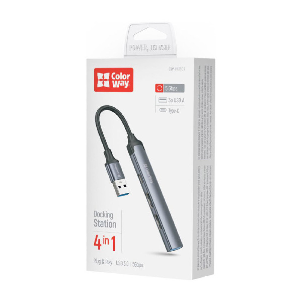 Концентратор ColorWay USB-A 4-в-1 USB2.0х3/USB3.0 (CW-HUB05)