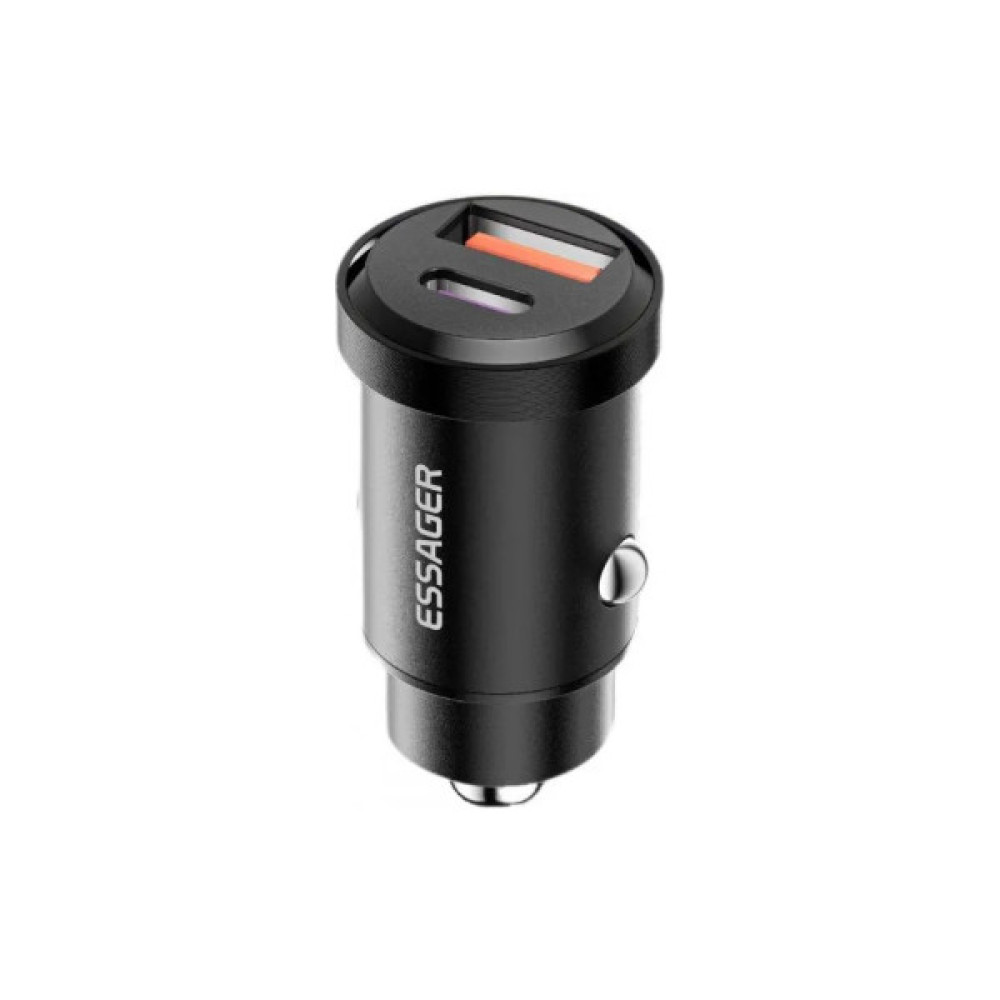 Зарядний пристрій Essager 1xUSB-C 30W + 1xUSB black (ECCAC-TL01)