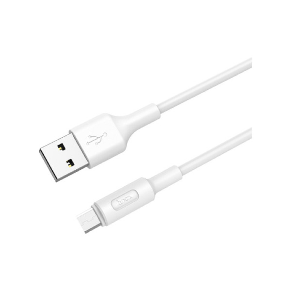 Дата кабель USB 2.0 AM to Micro 5P 1.0m 2A PVC X25 white HOCO (6957531080138)