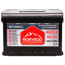 Акумулятор автомобільний NORVEGO ВЕСТА Premium 60A +лів (1) (600 пуск)