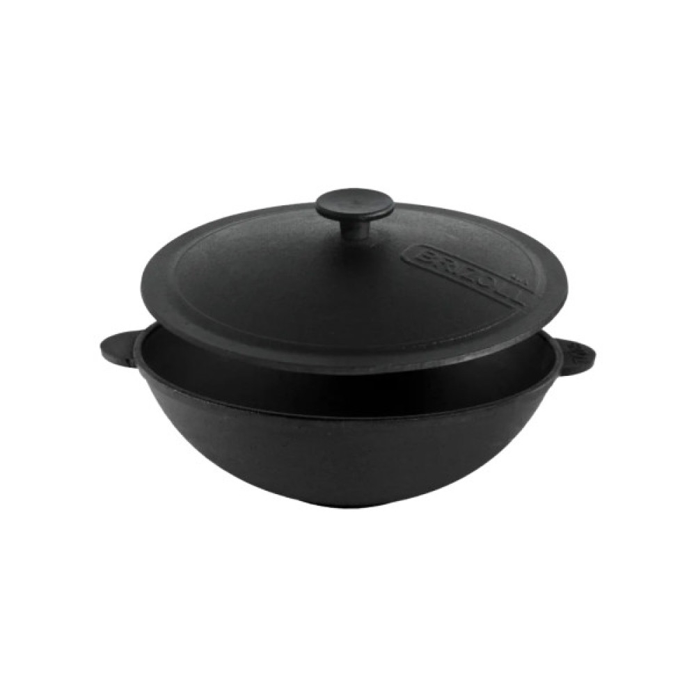 Сковорода Brizoll чавунна WOK з чавунною кришкою 4,7 л 300х103 мм (W30-1)
