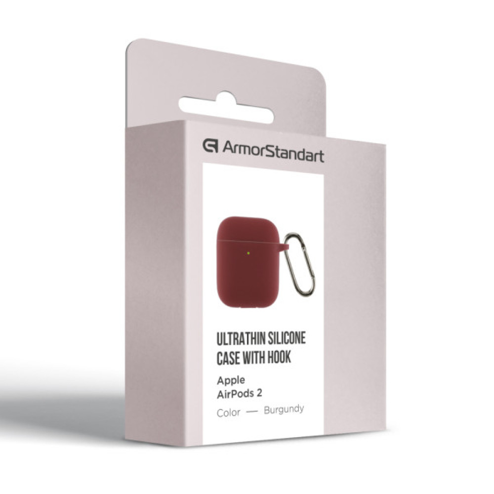 Чохол для навушників Armorstandart Ultrathin Silicone Case With Hook для Apple AirPods 2 Burgundy (ARM59680)
