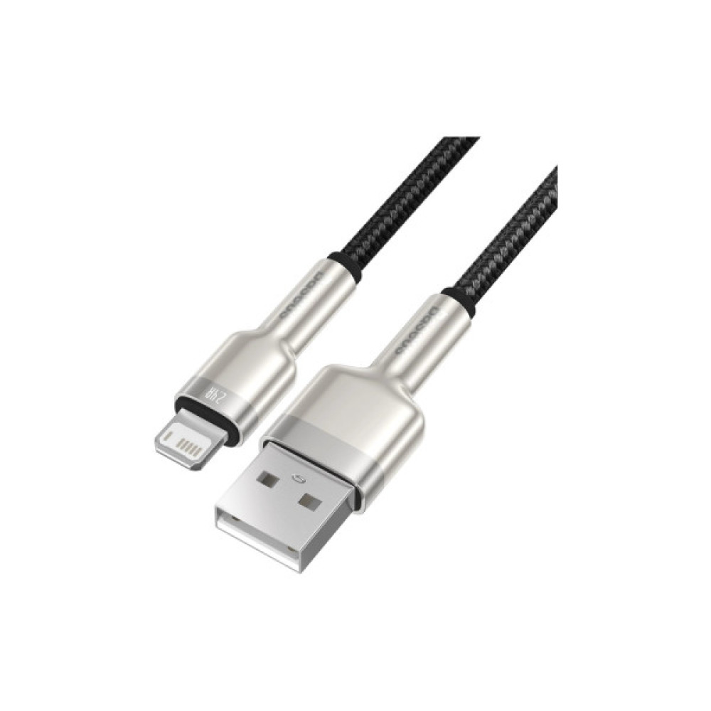 Дата кабель USB 2.0 AM to Lightning 1.0m Cafule Metal 2.4A black Baseus (CALJK-A01)