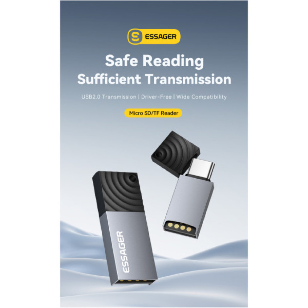 Зчитувач флеш-карт Essager USB-C + USB-A to Micro SD black (EDKTF-QW0G-P)