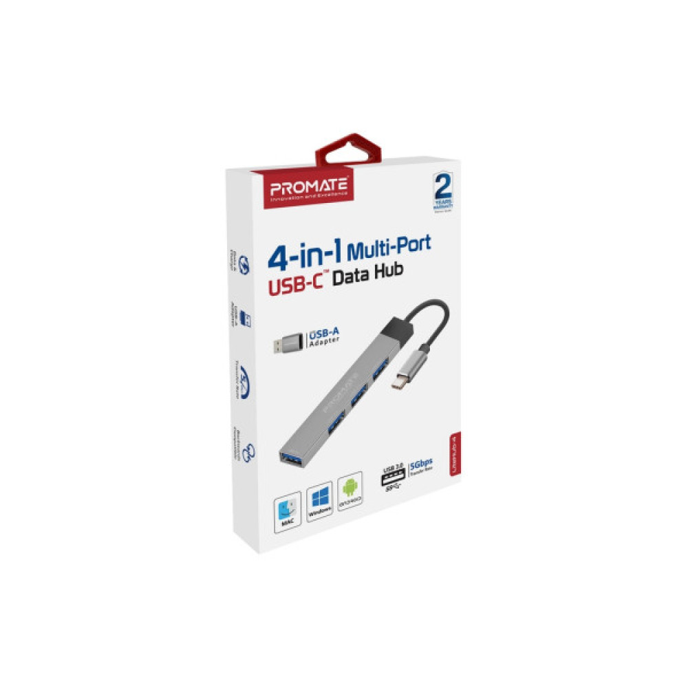 Концентратор Promate USB-C 4-in-1 порти Promate litehub-4.grey (litehub-4.grey)