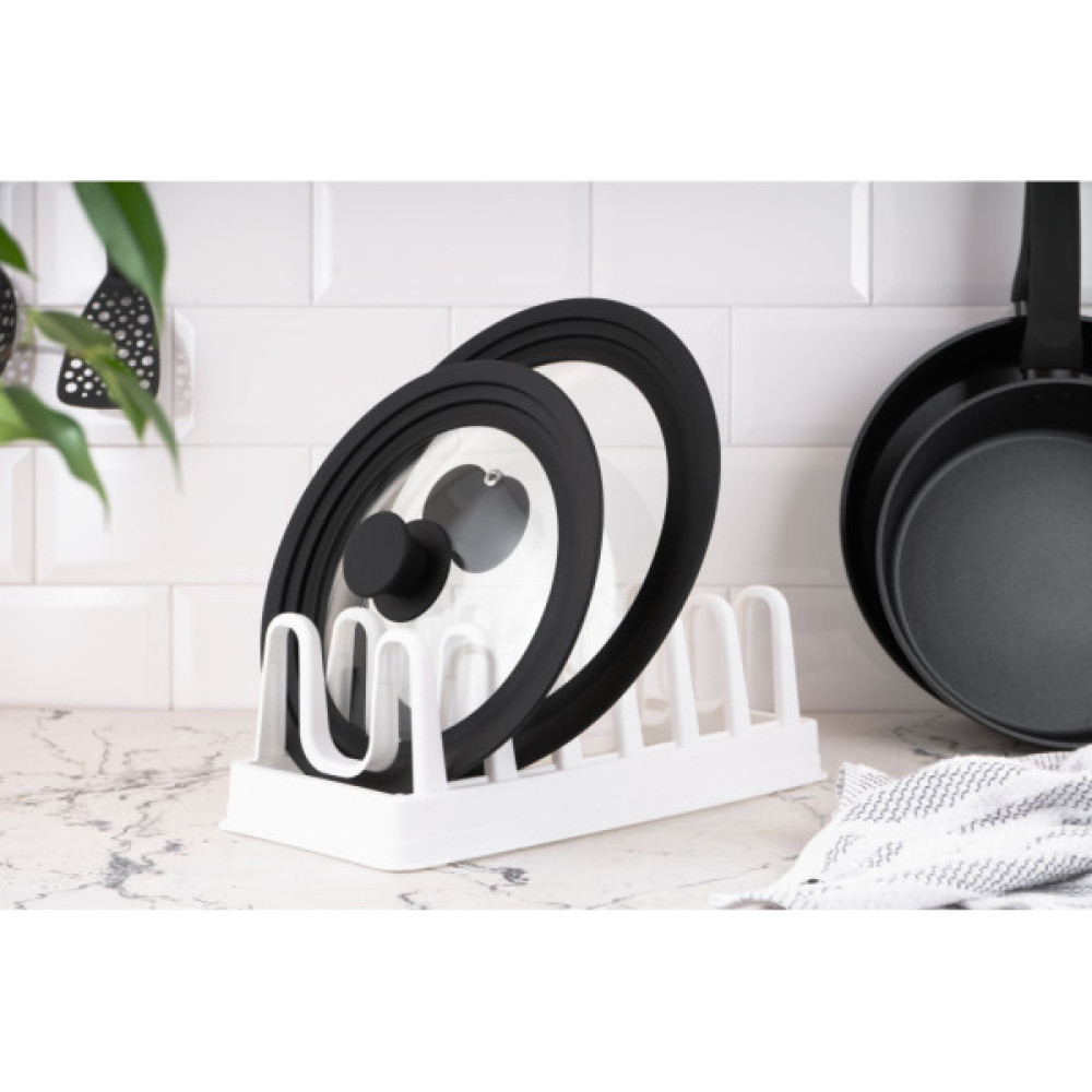 Аксесуар кухонний Ardesto Підставка для кришок, 35х15.2х11.7см, пластик, білий (AR4035L)