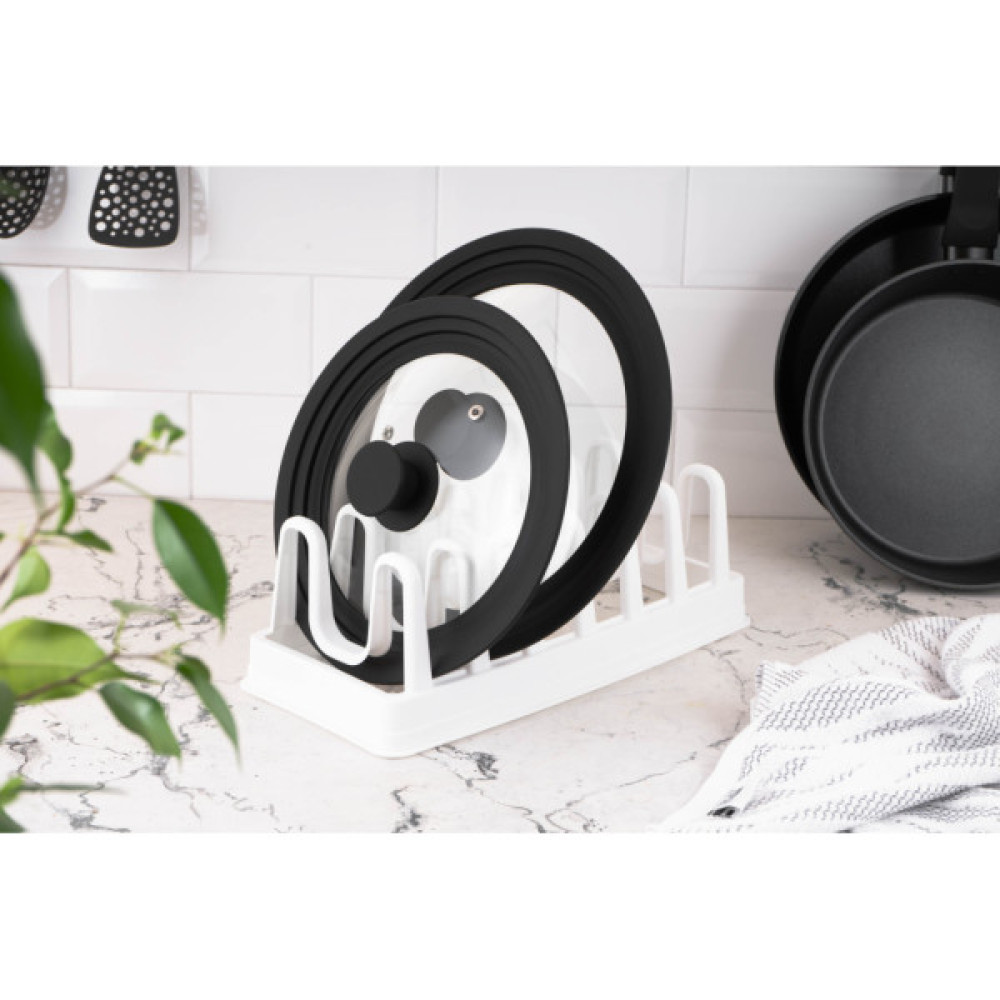 Аксесуар кухонний Ardesto Підставка для кришок, 35х15.2х11.7см, пластик, білий (AR4035L)