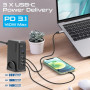Зарядний пристрій Promate 3xUSB-C + USB-A (ganport-140w.black)