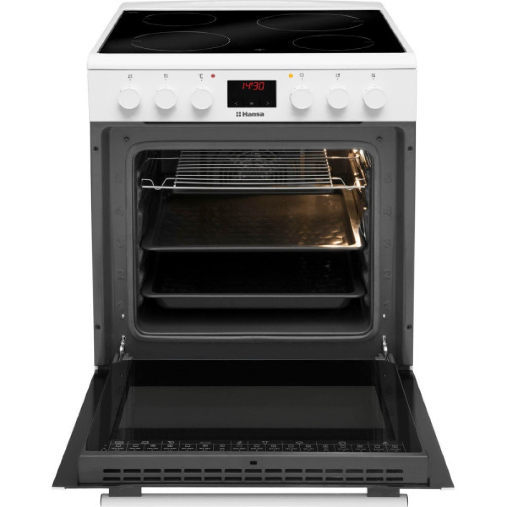 Плита Hansa електрична склокерамічна, 65л, 60x60см, дисплей, конвекція, білий
