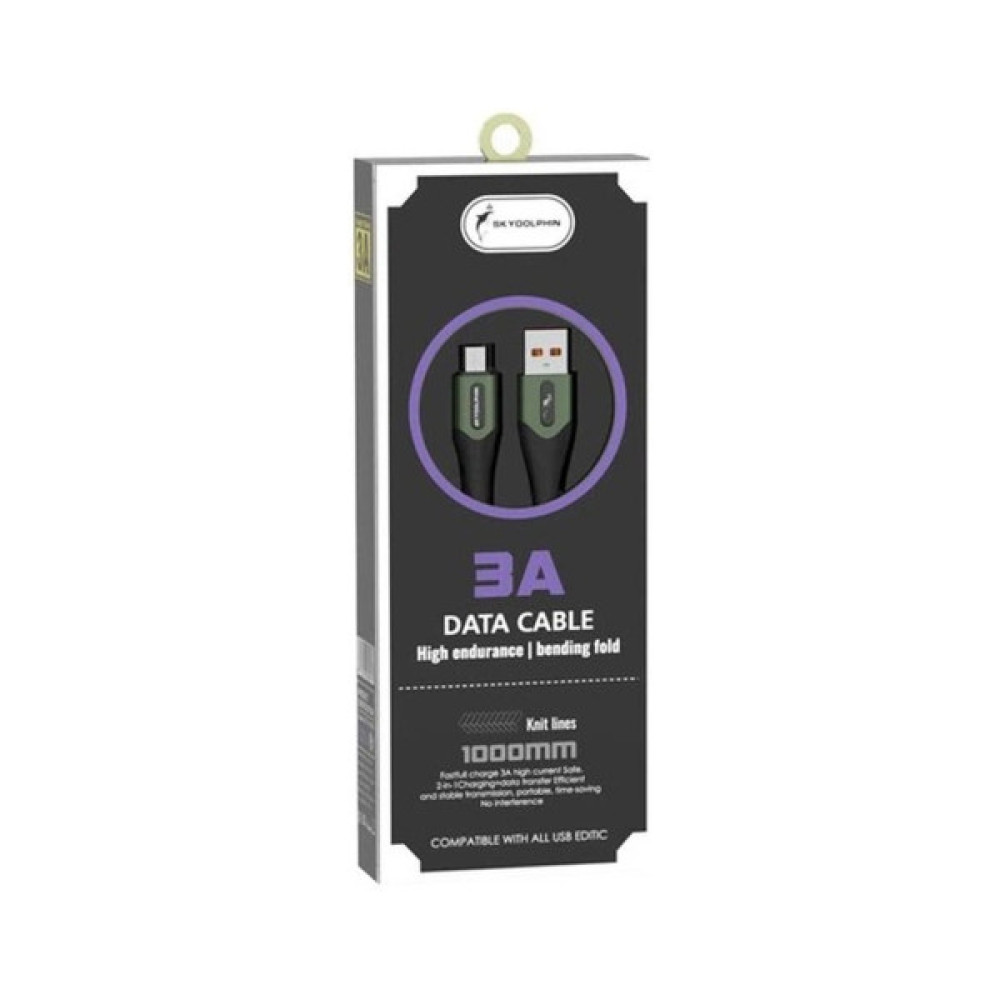 Дата кабель USB 2.0 AM to Micro 5P 1.0m 3A braided dark green SkyDolphin (USB-000584)