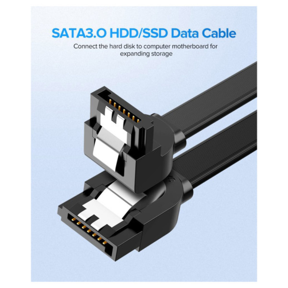 Кабель для передачі даних SATA 3 Data Cable 0.5m 90° corner US217 Black Ugreen (30797)
