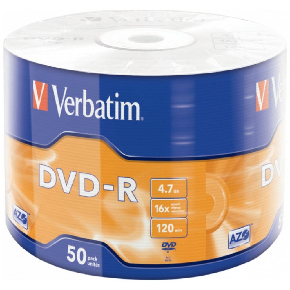 Диск DVD Verbatim 4.7Gb 16X Wrap-box 50шт MATT SILVER (43788)