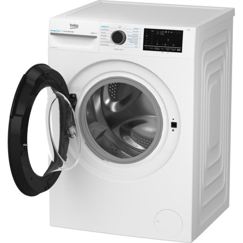 Пральна машина Beko фронтальна, 8кг, 1400, A, 55см, дисплей, інвертор, пара, білий