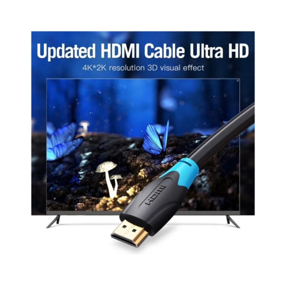 Кабель мультимедійний HDMI M to HDMI M 2.0m black Vention (AAGBH)