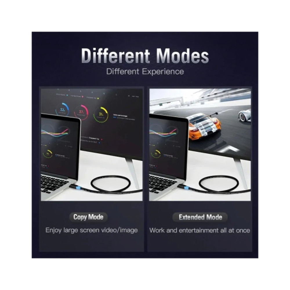 Кабель мультимедійний HDMI M to HDMI M 2.0m black Vention (AAGBH)