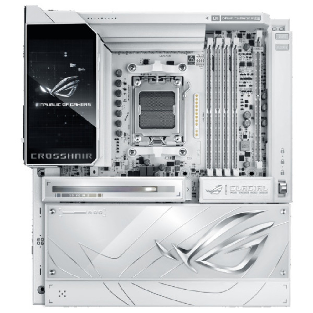 Материнcька плата ASUS ROG CROSSHAIR X870E GLACIAL sAM5 X870E 4xDDR5 M.2 USB Type-C Wi-Fi BT E-ATX білий