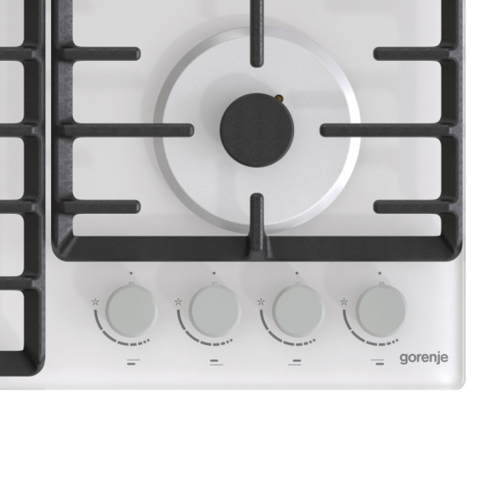 Варильна поверхня Gorenje газова на склі, 60см, чавун, білий