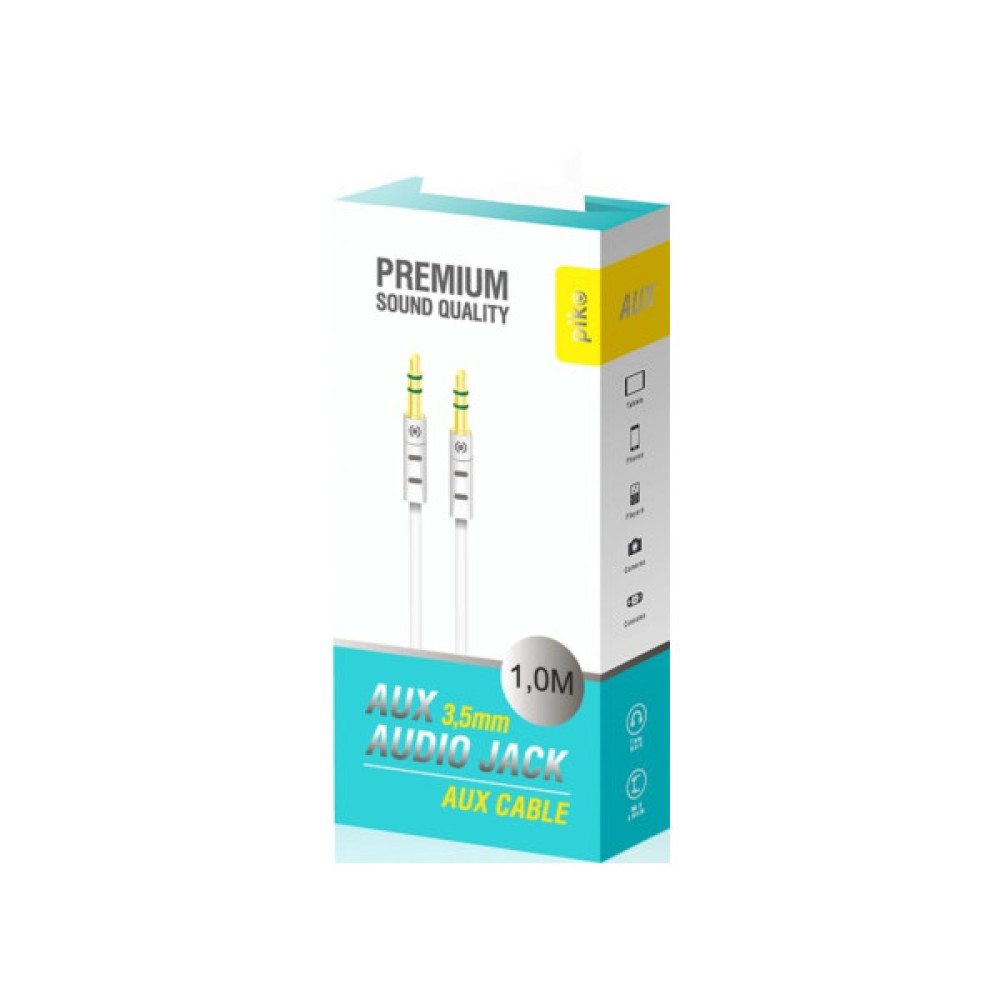 Кабель мультимедійний 3.5mm M to 3.5mm M 1.0m white Piko (1283126489167)
