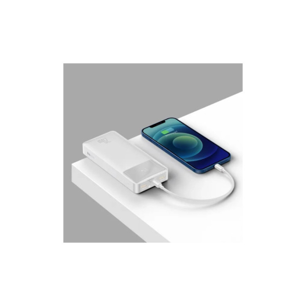 Батарея універсальна Baseus Bipow 20000mAh, Input(microUSB,Type-C), Output(2хUSB,Type-C), White (PPBD20K)