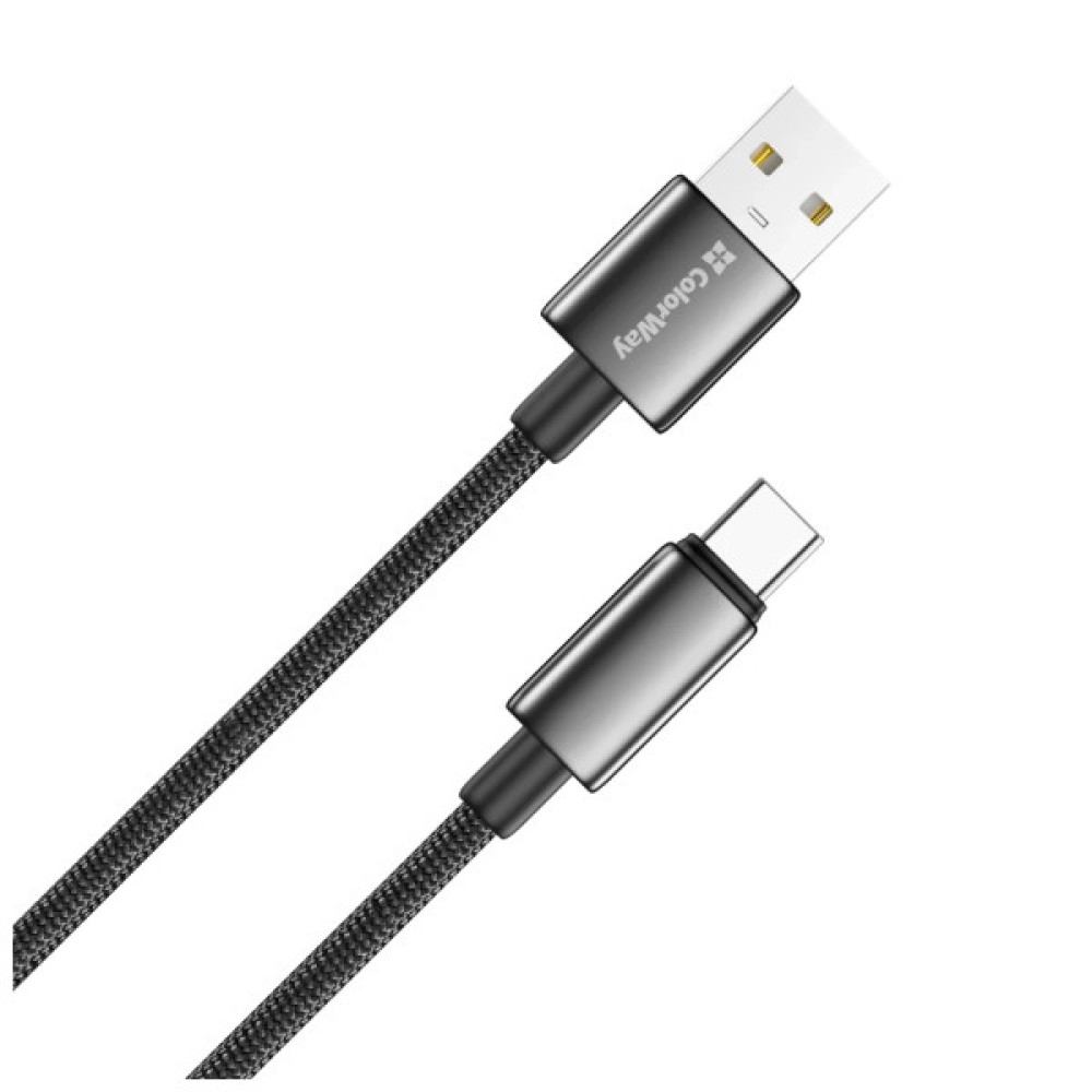 Дата кабель USB 2.0 AM to USB-C 2.0m 3A zinc alloy braided black ColorWay (CW-CBUC099-BK)