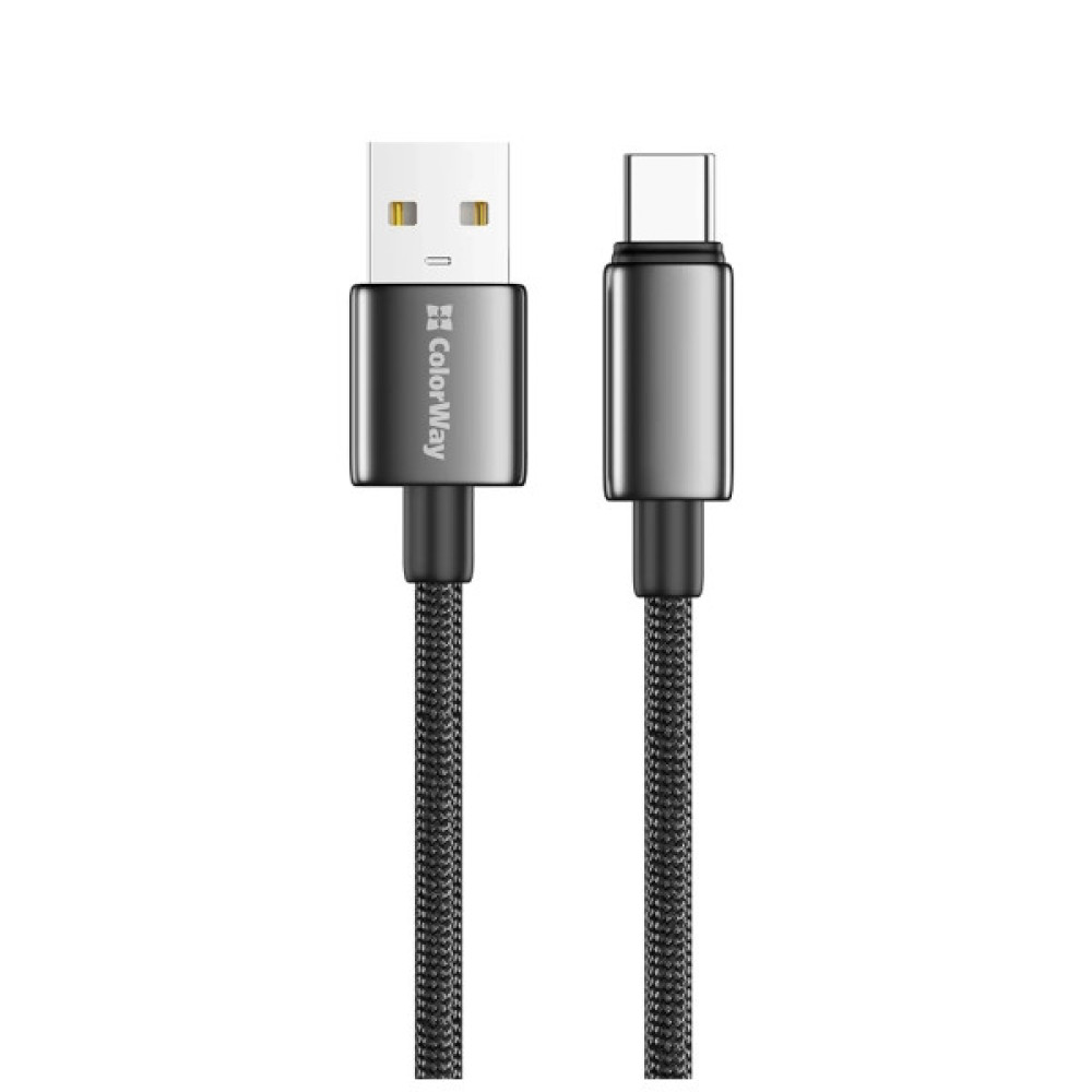 Дата кабель USB 2.0 AM to USB-C 2.0m 3A zinc alloy braided black ColorWay (CW-CBUC099-BK)
