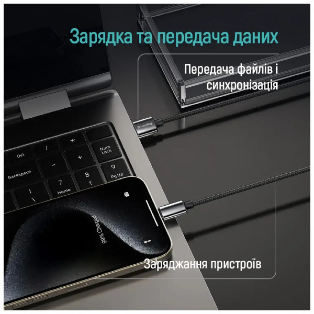 Дата кабель USB 2.0 AM to USB-C 2.0m 3A zinc alloy braided black ColorWay (CW-CBUC099-BK)