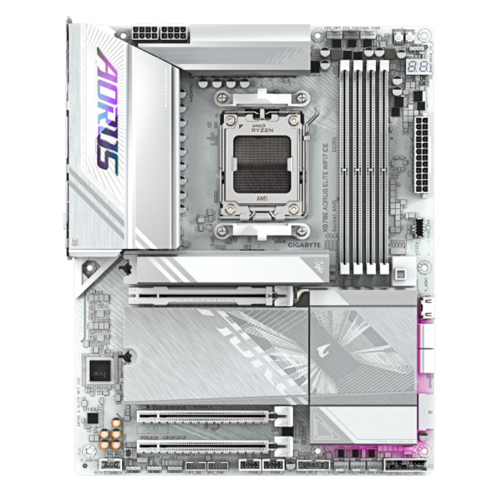 Материнська платаGIGABYTE X870E A ELITE WF7 ICE sAM5 X870 4xDDR5 M.2 Wi-Fi BT HDMI DP ATX