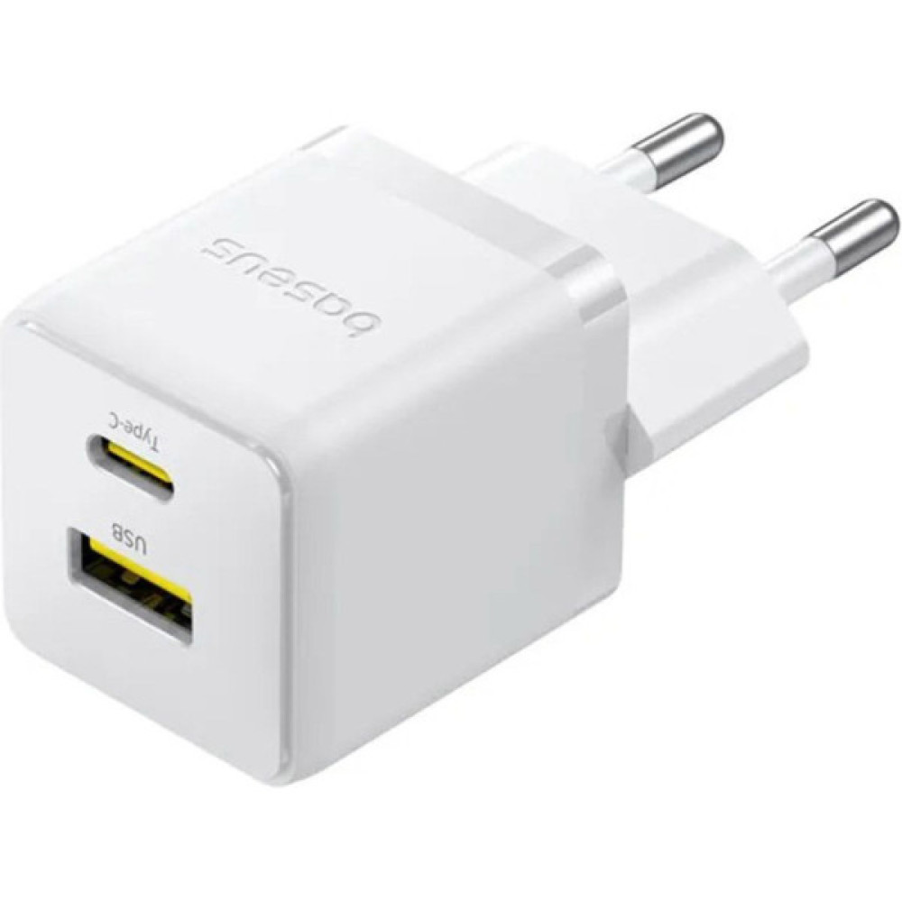 Зарядний пристрій Baseus 1xUSB-C 30W + 1xUSB white (P1011160A213-00)