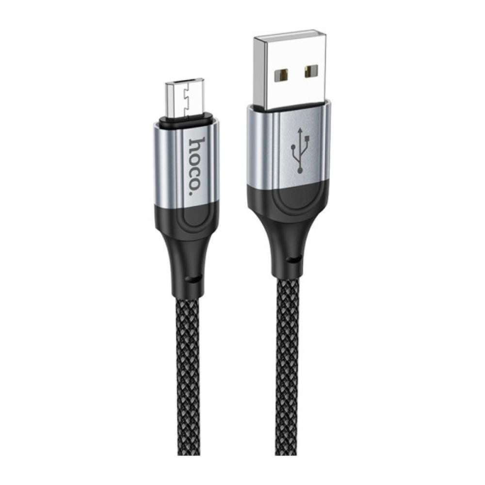 Дата кабель USB 2.0 AM to Micro 5P 1.0m 2.4A nylon X102 black HOCO (6942007608763)