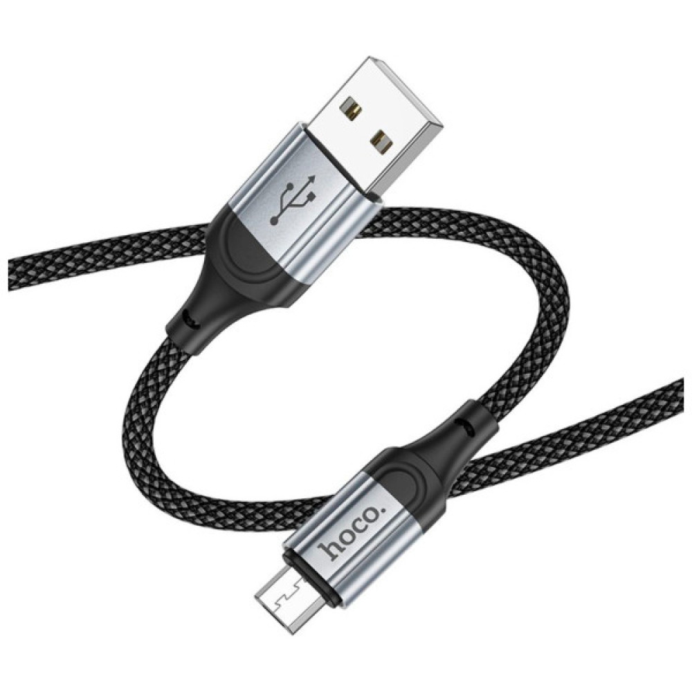 Дата кабель USB 2.0 AM to Micro 5P 1.0m 2.4A nylon X102 black HOCO (6942007608763)