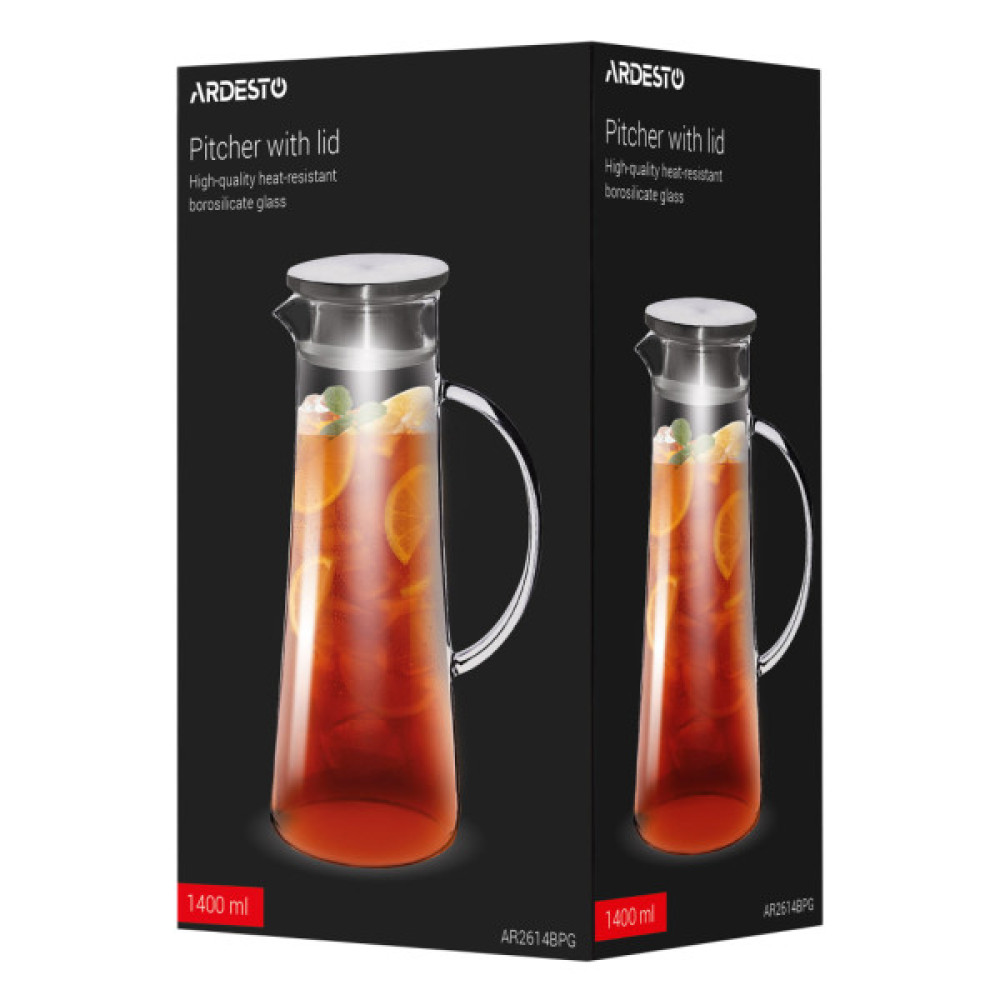 Глечик ARDESTO 1400мл, боросилікатне скло, прозорий (AR2614BPG)