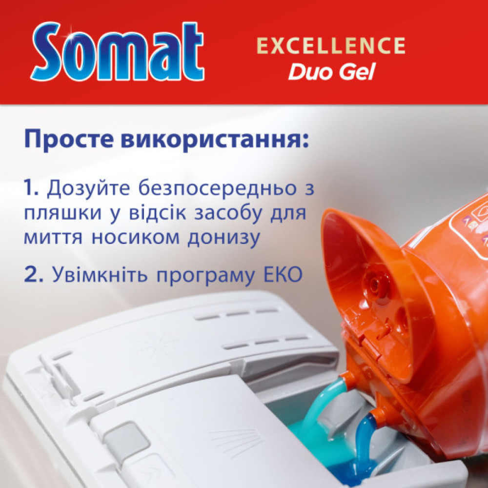 Гель для миття посуду в посудомийці Somat Exellence Duo Gel Антижир 684 мл + 684 мл (9000101819199)