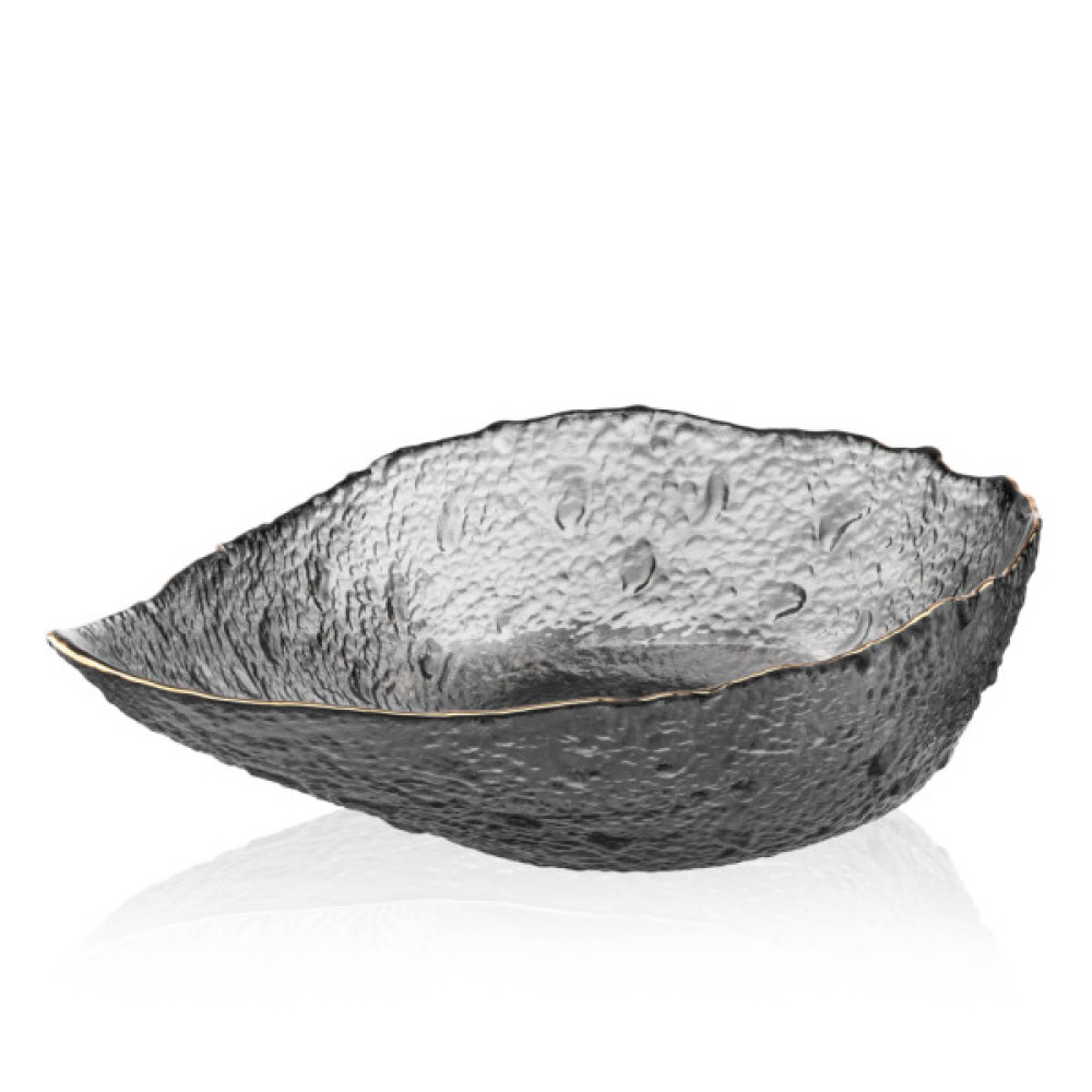 Салатник ARDESTO Leaf 21.5см, скло, сірий (AR5011)