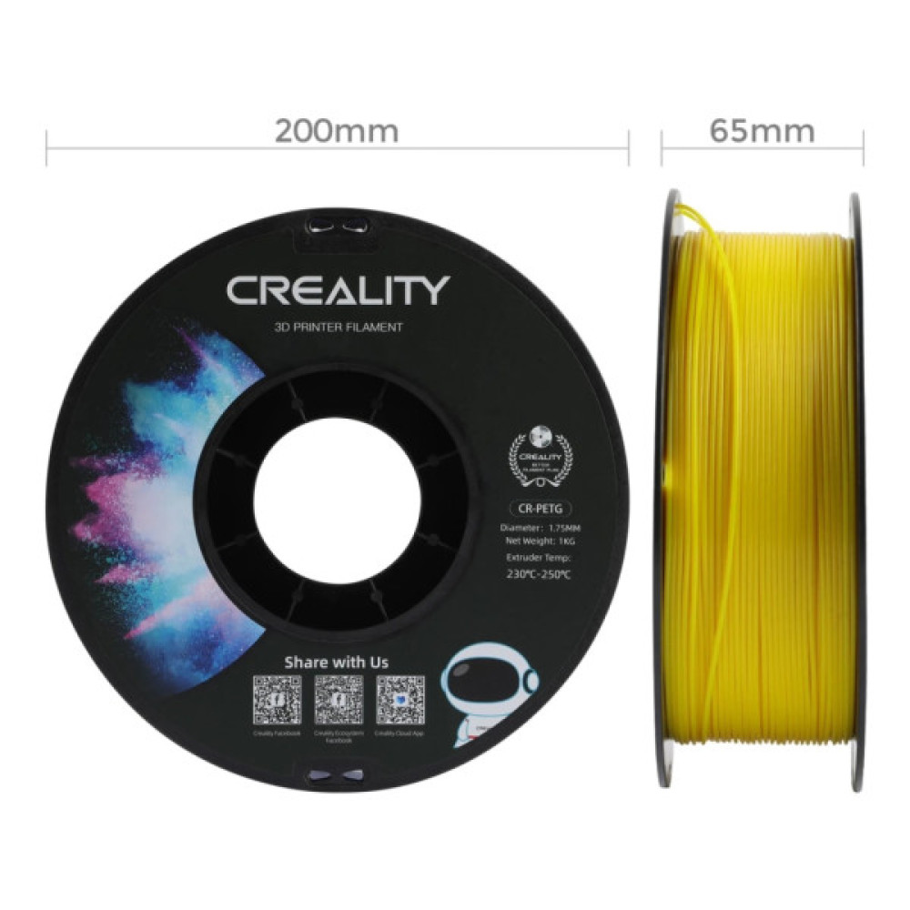 Пластик для 3D-принтера Creality PETG 1.75мм, yellow, 1кг (3301030033)