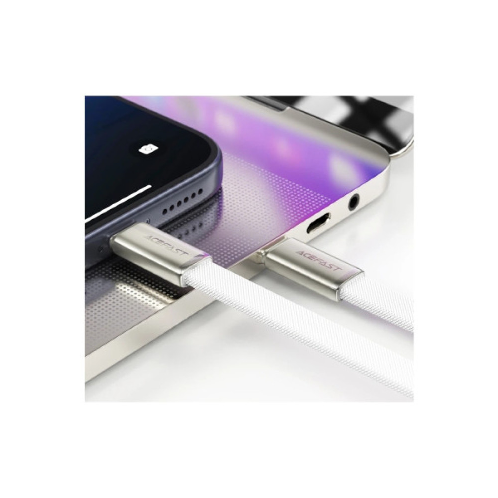 Дата кабель USB-C to USB-C 1.2m 60W 3A nylon white Acefast (6974316286257)